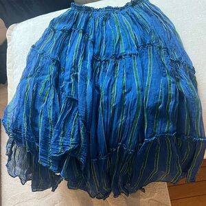 FREE PEOPLE Blue and Green Striped Skirt